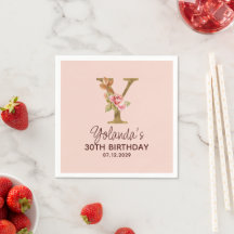 Buchstabe Y Gold Monogramm Blush Rosa Rosen