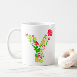 Buchstabe y in Blume Kaffeezubereitung Tasse