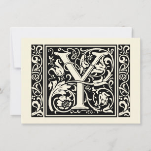 Buchstabe Y Mittelalterliche Monogramm-Kunst Art N Einladung