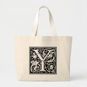 Buchstabe Y Mittelalterliche Monogramm-Kunst Art N Jumbo Stoffbeutel