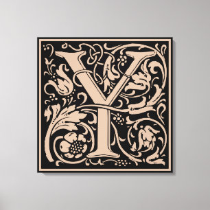 Buchstabe Y Mittelalterliche Monogramm-Kunst Art N Leinwanddruck