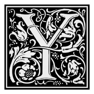 Buchstabe Y Mittelalterliche Monogramm-Kunst Art N Poster