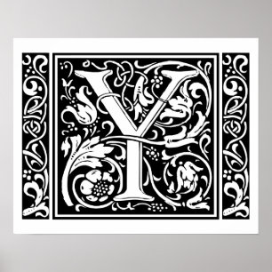 Buchstabe Y Mittelalterliche Monogramm-Kunst Art N Poster