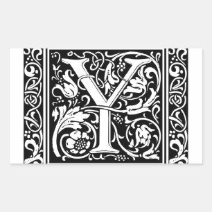 Buchstabe Y Mittelalterliche Monogramm-Kunst Art N Rechteckiger Aufkleber