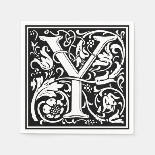 Buchstabe Y Mittelalterliche Monogramm-Kunst Art N Serviette