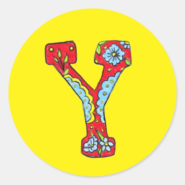 Buchstabe Y Runder Aufkleber (Vorderseite)