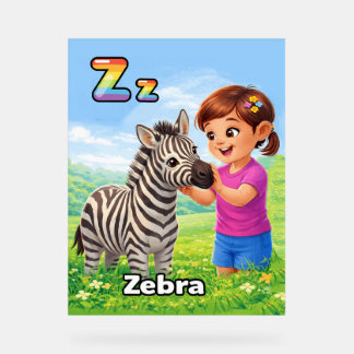 Buchstabe Z Alphabetposter – Z steht für Zebra Acrylschild