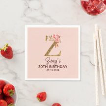 Buchstabe Z Gold Monogramm Blush Rosa Rosen