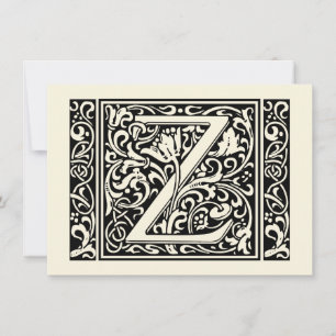 Buchstabe Z Mittelalterliche Monogramm-Kunst Nouve Einladung