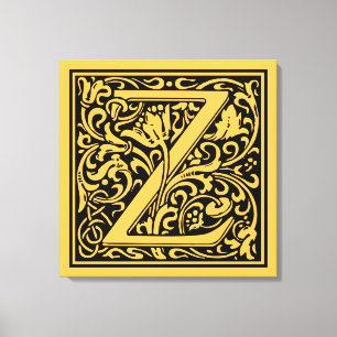 Buchstabe Z Mittelalterliche Monogramm-Kunst Nouve Leinwanddruck
