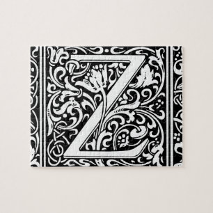 Buchstabe Z Mittelalterliche Monogramm-Kunst Nouve Puzzle