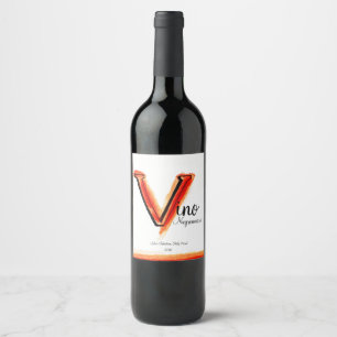 Buchstabekunstaufkleber des Rotweins V des Vino Weinetikett
