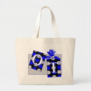 Buchstaben Blau und Grau Jumbo Stoffbeutel