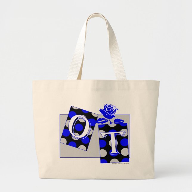 Buchstaben Blau und Grau Jumbo Stoffbeutel (Vorne)