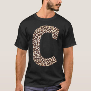 Buchstaben C Leopard-Skin-Druckmuster Anfangsname T-Shirt