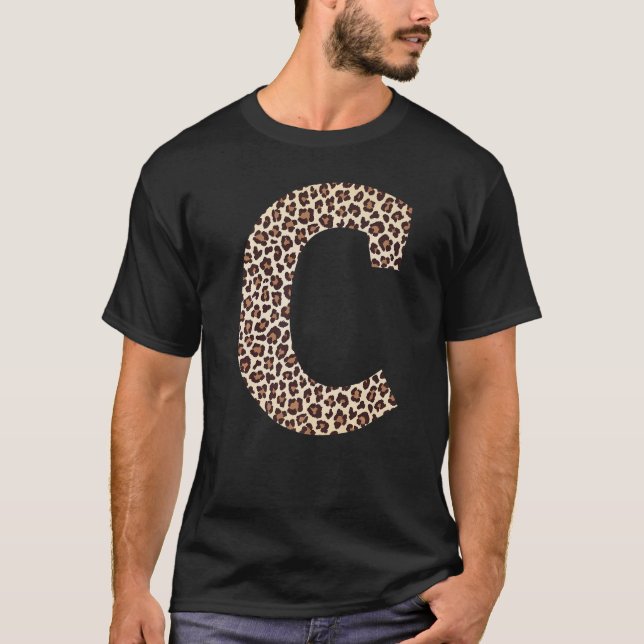 Buchstaben C Leopard-Skin-Druckmuster Anfangsname  T-Shirt (Vorderseite)