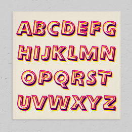 Buchstaben des Alphabets Retro Cool Alphabetisieru Poster