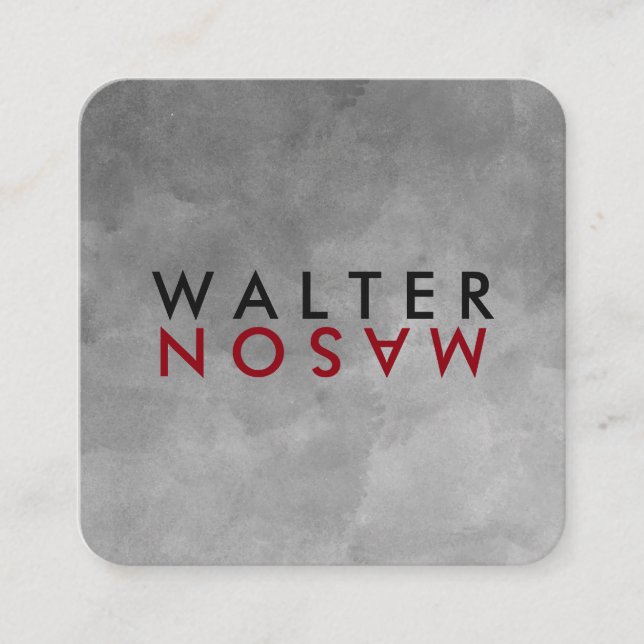 Buchstaben Gedreht Aquarelltextur Quadratische Visitenkarte (Vorderseite)