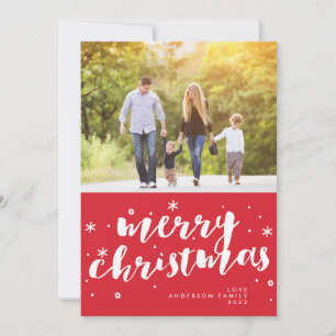 Buchstaben JOY Rotes Tag Merry Christmas Foto Feiertagskarte