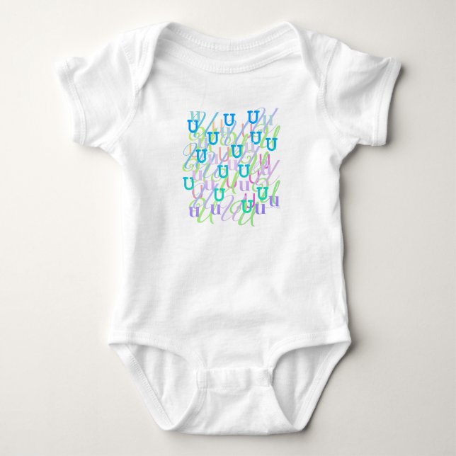 Buchstaben-Konfetti "U" Baby Strampler (Vorderseite)