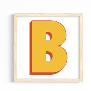 Buchstaben-Kunstposter, B-Monogramm, fette Typ-Ini Poster