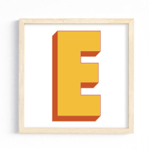 Buchstaben-Kunstposter, E-Monogramm, fette Initial Poster