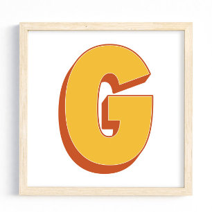 Buchstaben-Kunstposter, G-Monogramm, fette Type In Poster