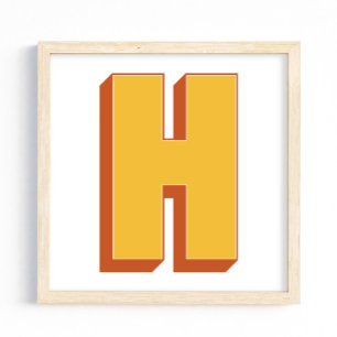 Buchstaben Kunstposter, H Monogramm, Fette Type In Poster