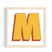 Buchstaben-Kunstposter, M-Monogramm, fette Type In