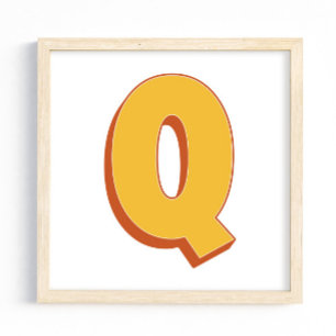 Buchstaben-Kunstposter, Q-Monogramm, fette Type In Poster
