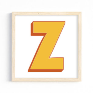 Buchstaben-Kunstposter, Z-Monogramm, fette Type In Poster
