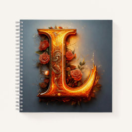 Buchstaben (L) mit rosa Rosen Notizbuch