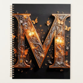 Buchstaben (M) mit Blume und Schmetterlingen Planer