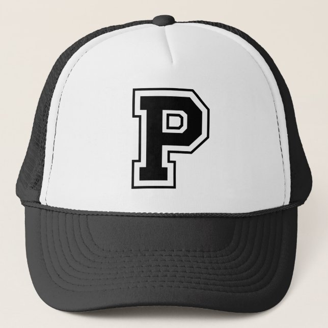 Buchstaben "P" Monogramm Truckerkappe (Vorderseite)