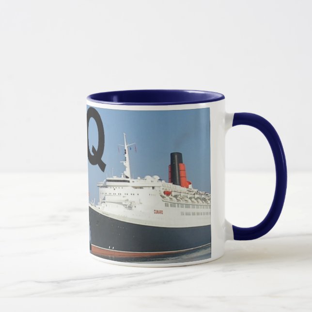 Buchstaben - Q - QE2 (Königin Elizabeth 2) Tasse (Rechts)