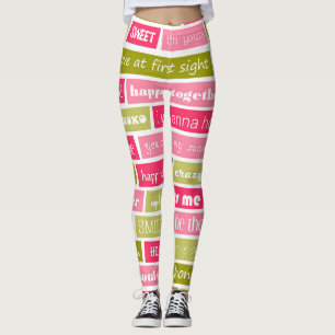 Buchstaben Rosa und Grüne Liebe Leggings
