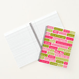 Buchstaben Rosa und Grüne Liebe Notizbuch