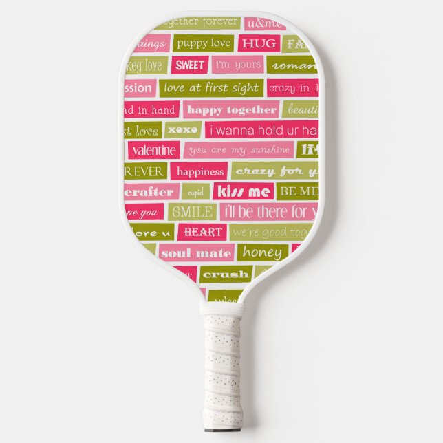 Buchstaben Rosa und Grüne Liebe Pickleball Schläger (Vorderseite)