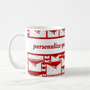 Buchstaben, rot, weiß, Herz, Geschenk, Liebe, i + Kaffeetasse
