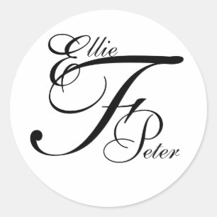 Buchstaben u. Namen des Monogramm-drei, die Runder Aufkleber