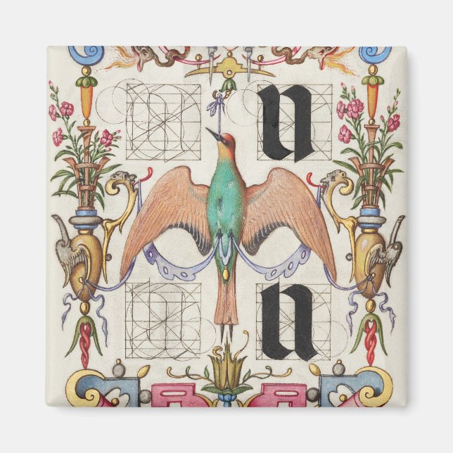 Buchstaben U und V Mira Calligraphiae Kalligraphie Magnet (Vorne)