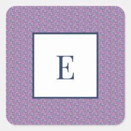 Buchstaben und Blau und Lila Blätter Quadratischer Aufkleber