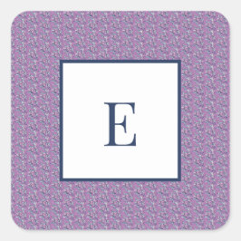Buchstaben und Blau und Lila Blätter Quadratischer Aufkleber