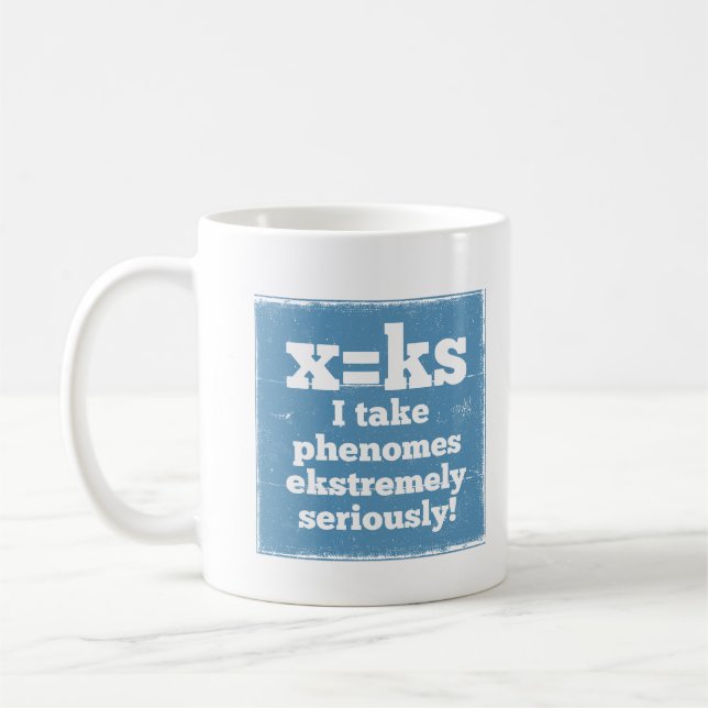 Buchstaben x Phenome klingen phonisch Kaffeetasse (Links)