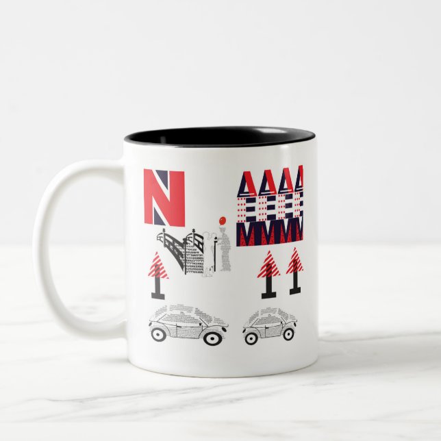 Buchstabengestaltung Zweifarbige Tasse (Links)