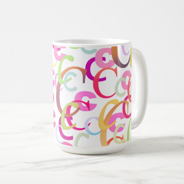 Buchstabenkonfetti "C" Kaffeetasse (VorderseiteRechts)
