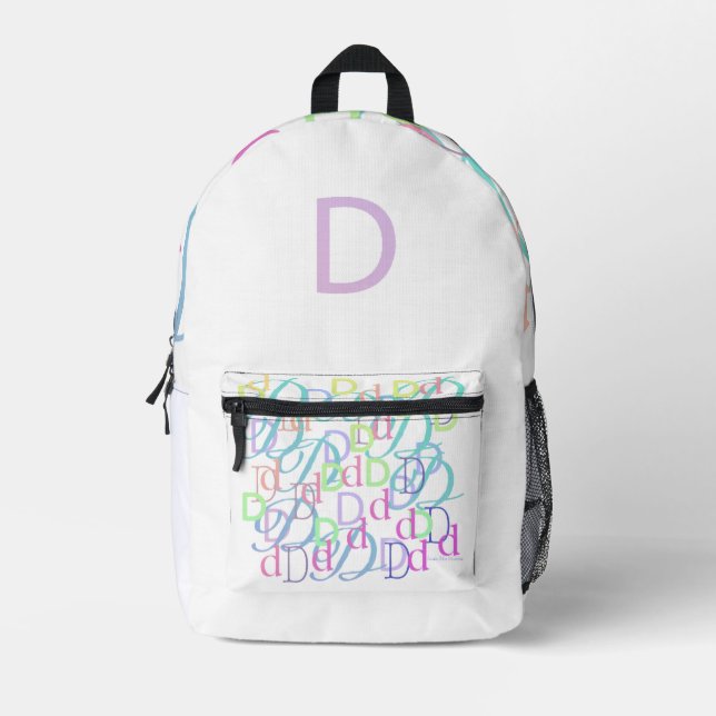 Buchstabenkonfetti "D" Bedruckter Rucksack (Vorderseite)