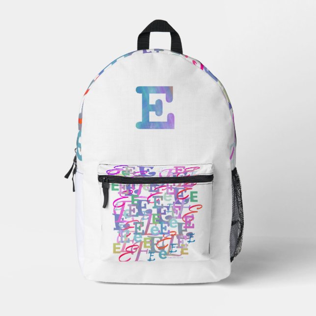 Buchstabenkonfetti "E" Bedruckter Rucksack (Vorderseite)