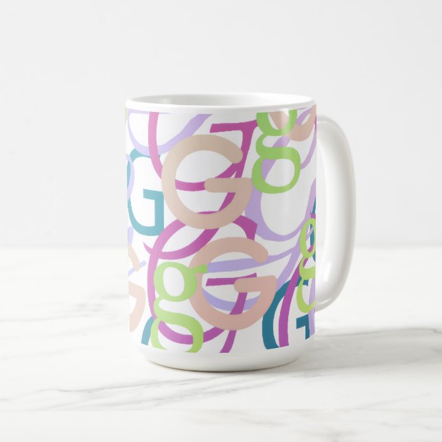 Buchstabenkonfetti "G" Kaffeetasse (VorderseiteRechts)