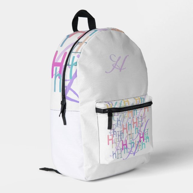Buchstabenkonfetti "H" Bedruckter Rucksack (Rückseitige Ecke links)